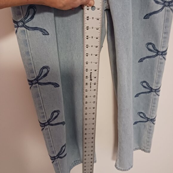 Dazy Wide Leg High Rise Jeans W/ Stitched Ribbons On Sides LRG (14 1/4 " Waist) - Picture 13 of 15